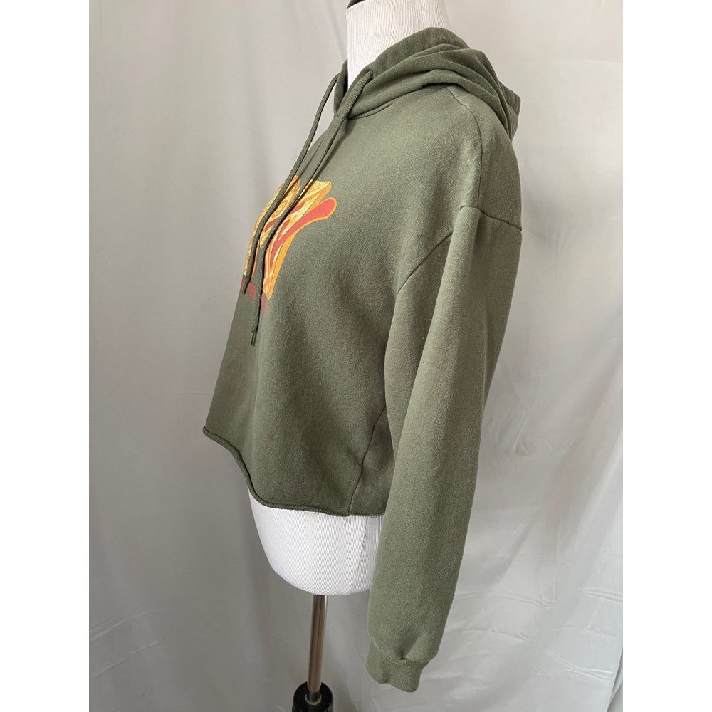 MTV Olive Green Mtv Music Television Long Sleeve Crop Hoodie - Picture 8 of 11